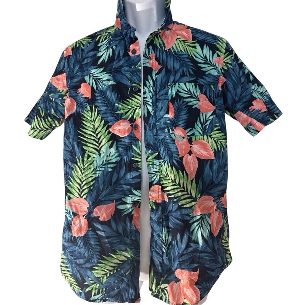 Old Navy Men's Tropical Leaf Print Button Up Shirt Size S